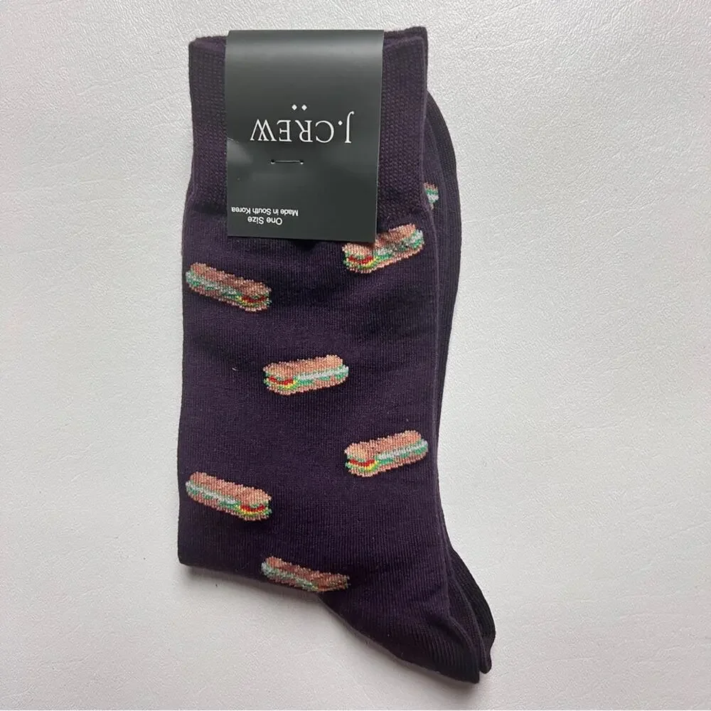 J.Crew Men's Sandwich Print Graphic Design Trouser Socks Onesize NWT
